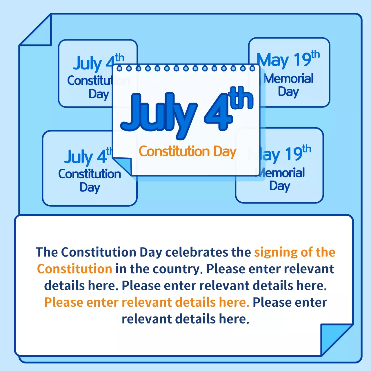 Blue Minimal Constitution Announcement Instagram Carousel