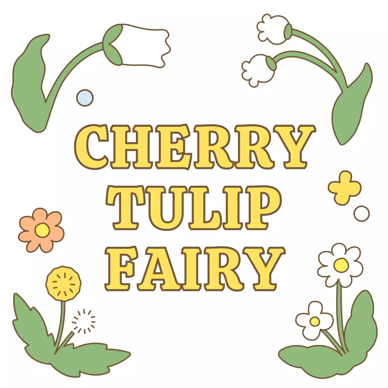 Merchandise with cute, colorful flower and fairy illustrations