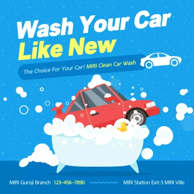 Blue Trendy Car Wash Promotion Instagram Post