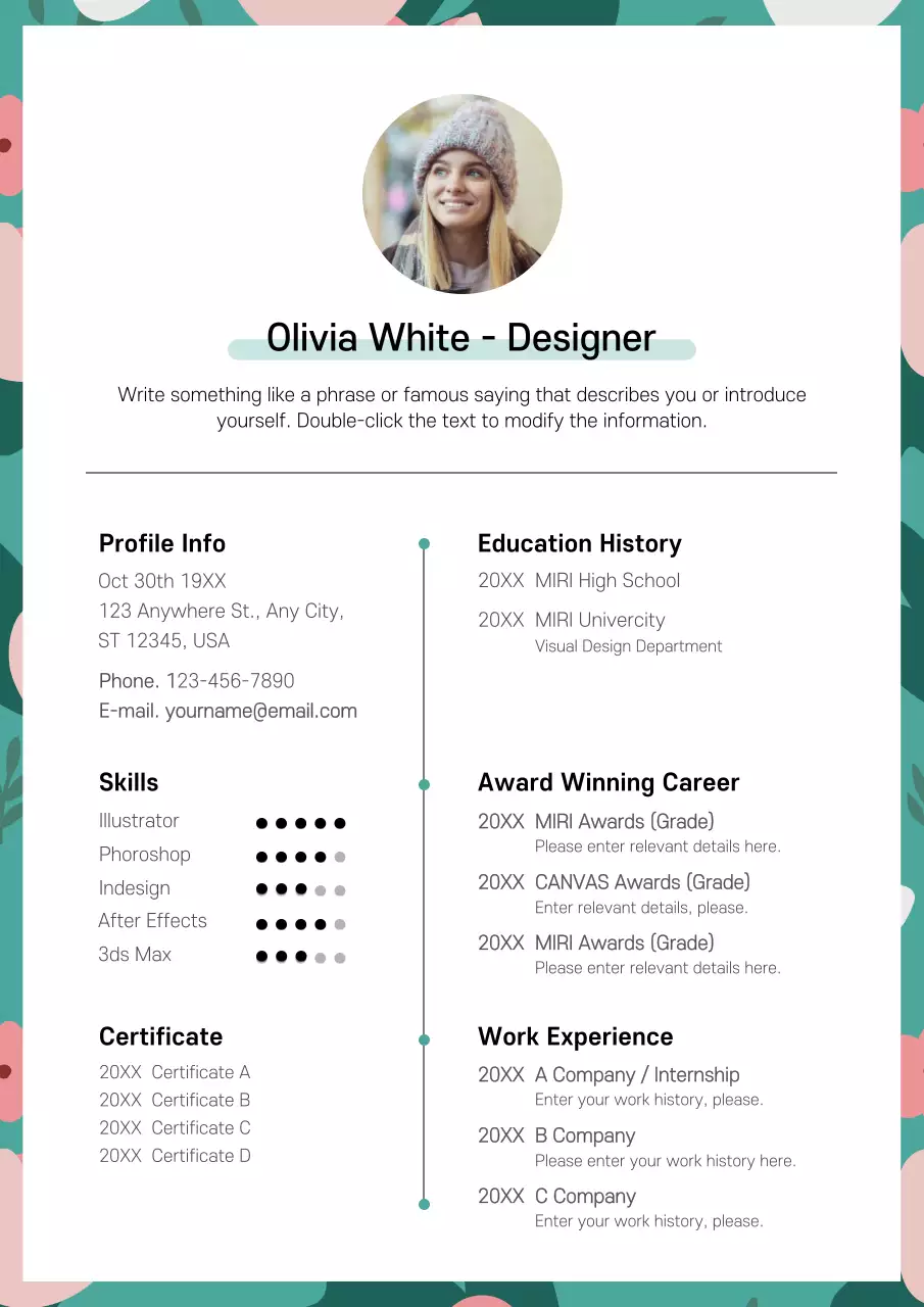 Turquoise clean resume