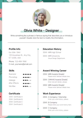 Turquoise clean resume