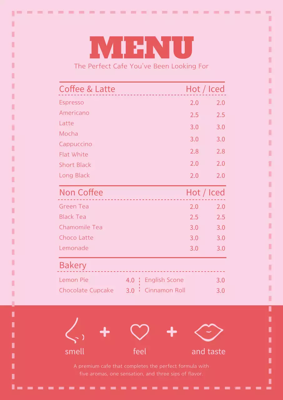 Pink Minimal Cafe Menu Poster