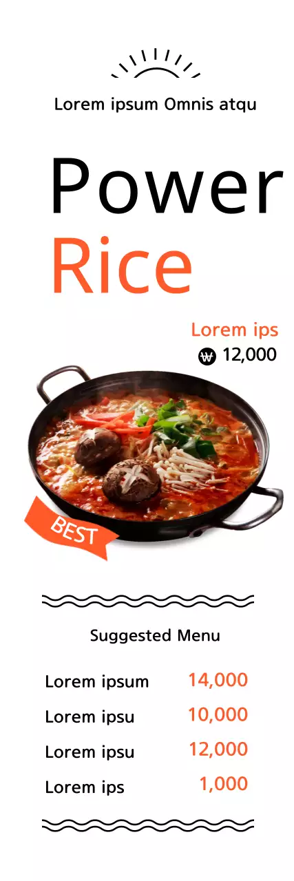 Banner de menu de arroz moderno laranja