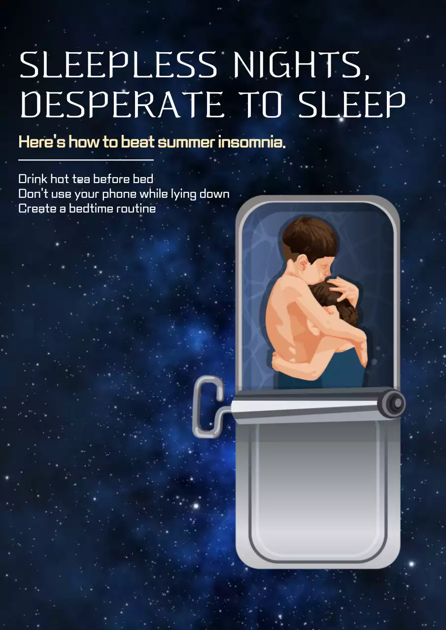 블루 모던 불면증 가이드 포스터