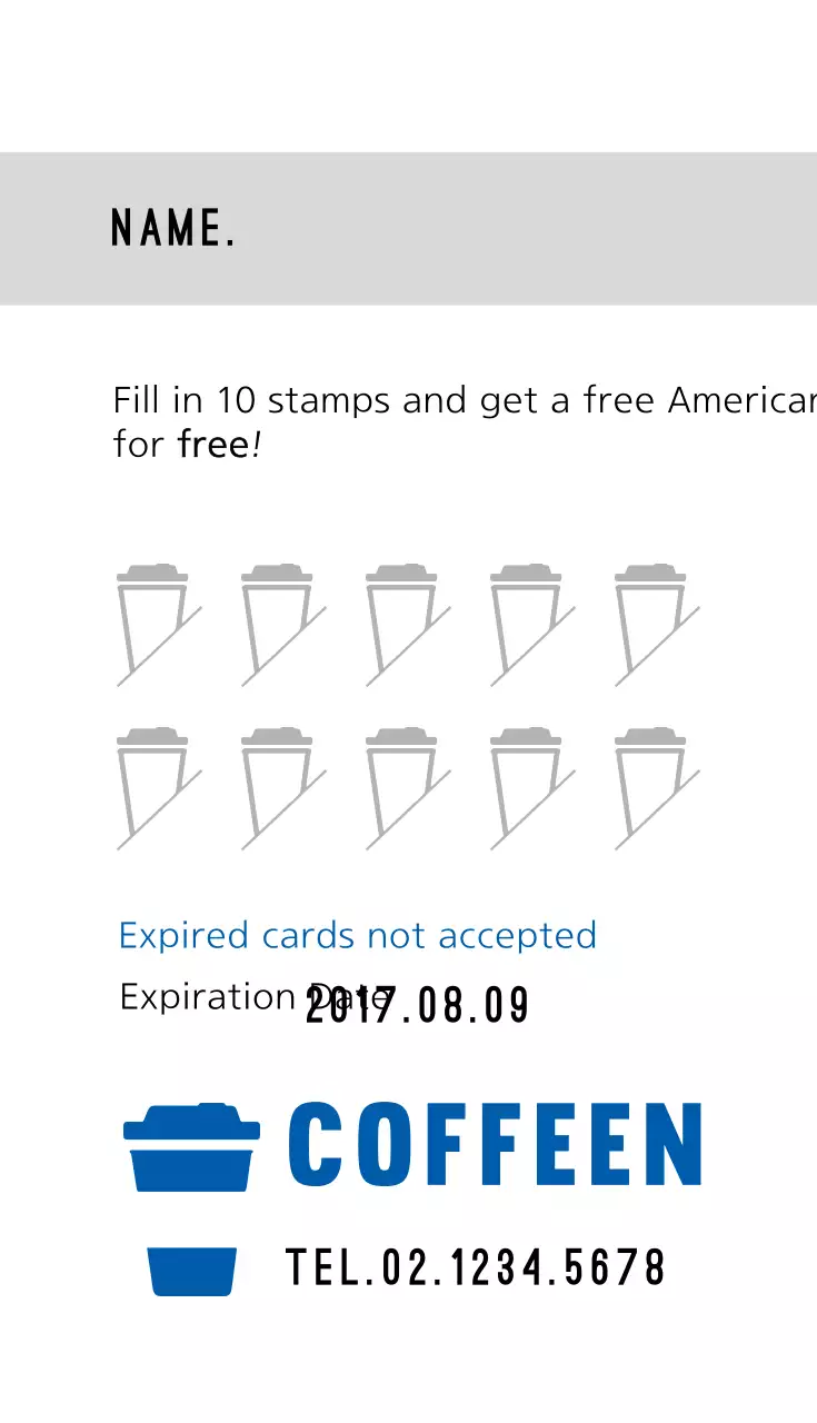 Kartu Nama Kupon Kopi Minimalis Biru