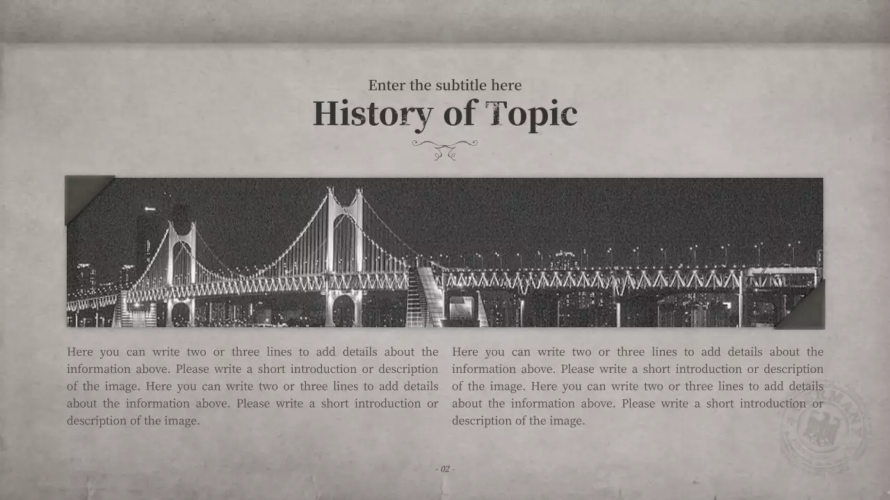 Storybook presentation with a brown, vintage notebook concept