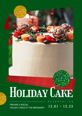 Green Festive Cake Advertisement Poster