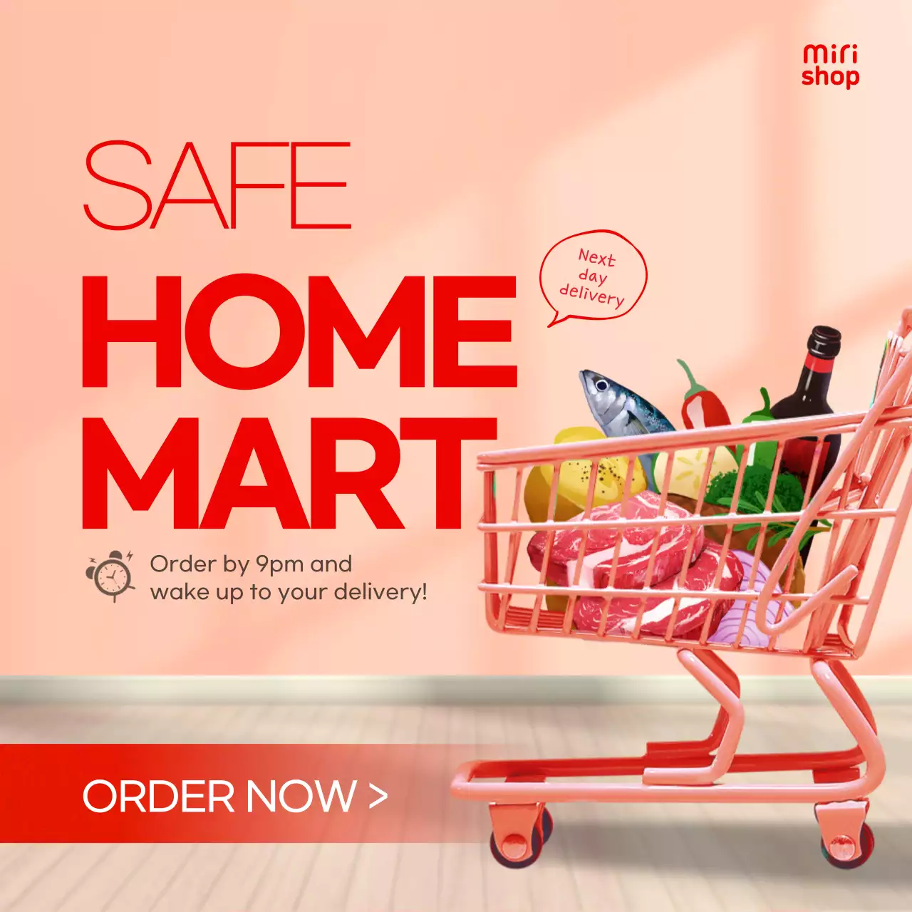 Red Modern Grocery Promotion Instagram Post