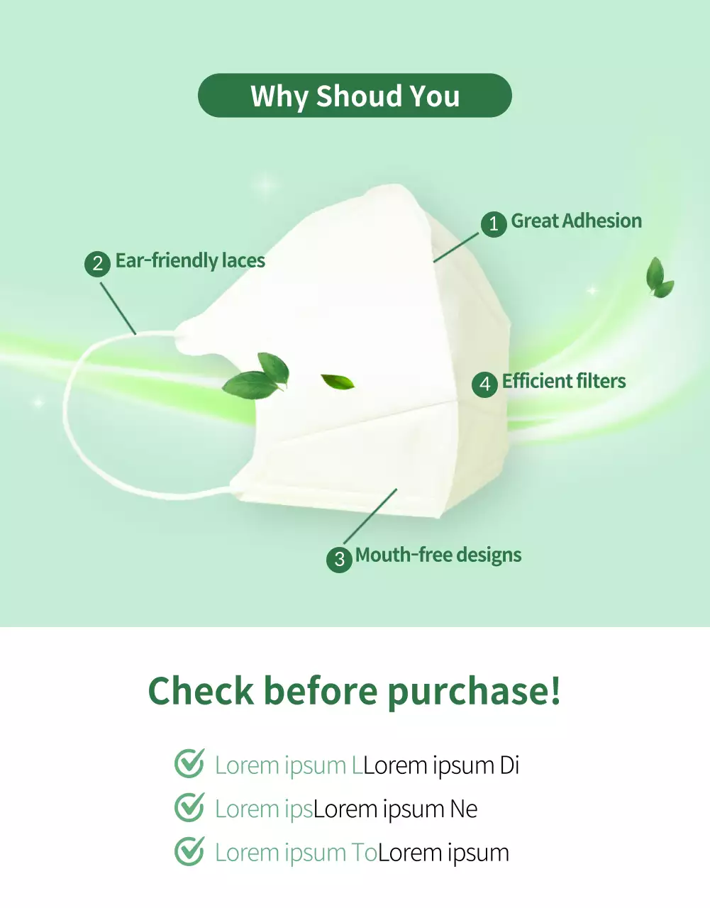 Poster Promosi Masker Wajah Modern Hijau