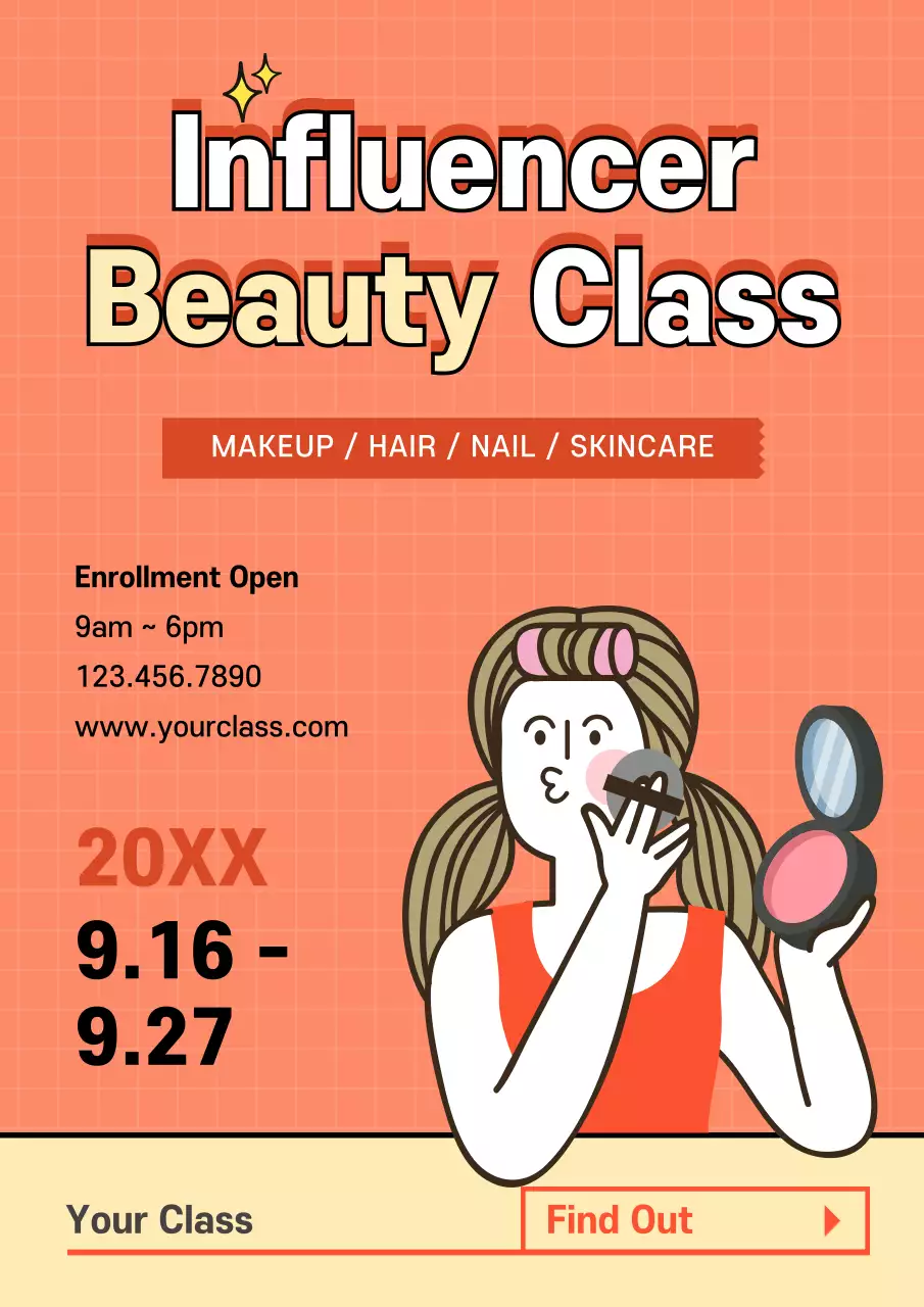 Orange Trendy Beauty Course Poster