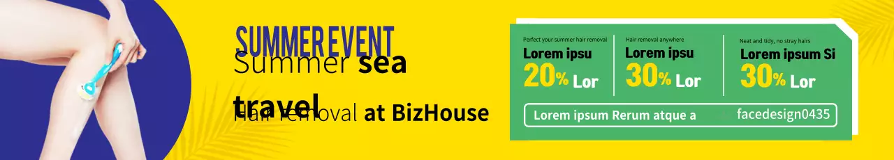 Banner de promoção de remoção de pelos moderna amarela