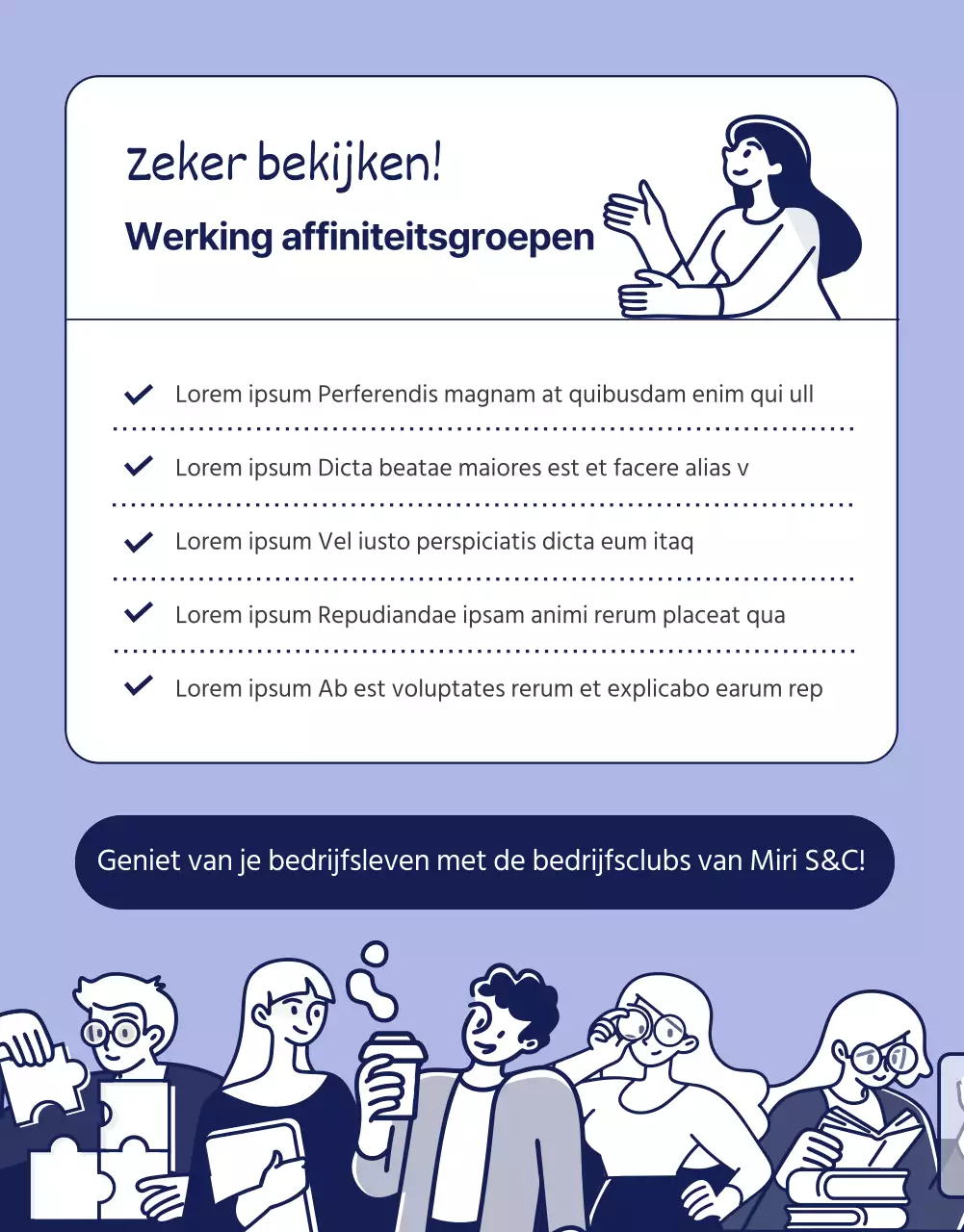 Illustratie van een paarse en gele werkomgeving