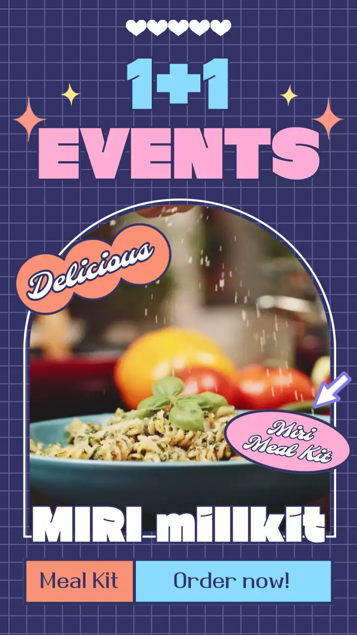 파랑 핑크 레트로 컨셉의 1+1 프로모션 이벤트 홍보