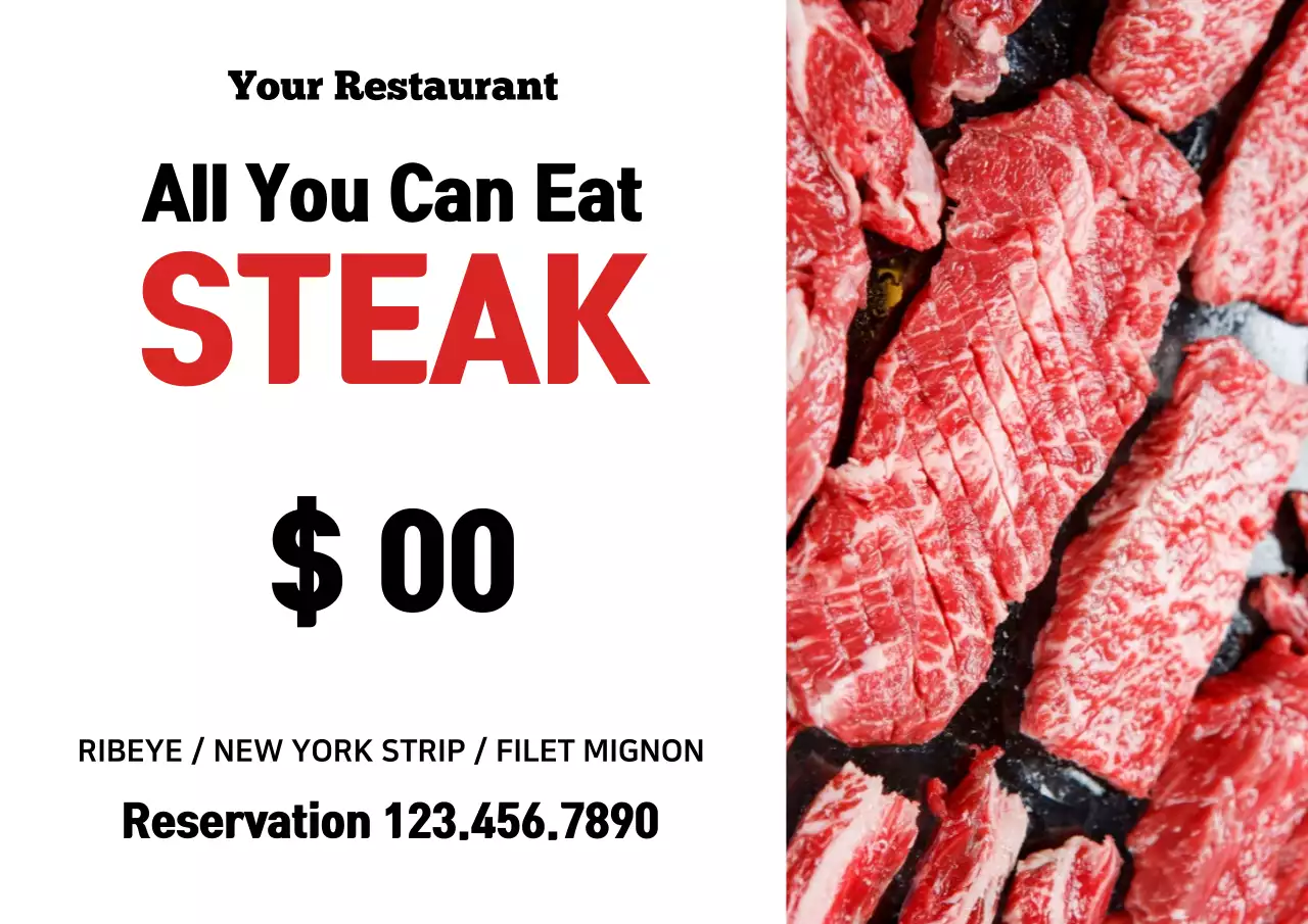 Red Simple Steak Promotion Poster