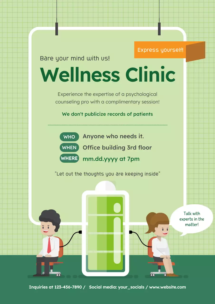 Green Minimal Wellness Announcement Poster
