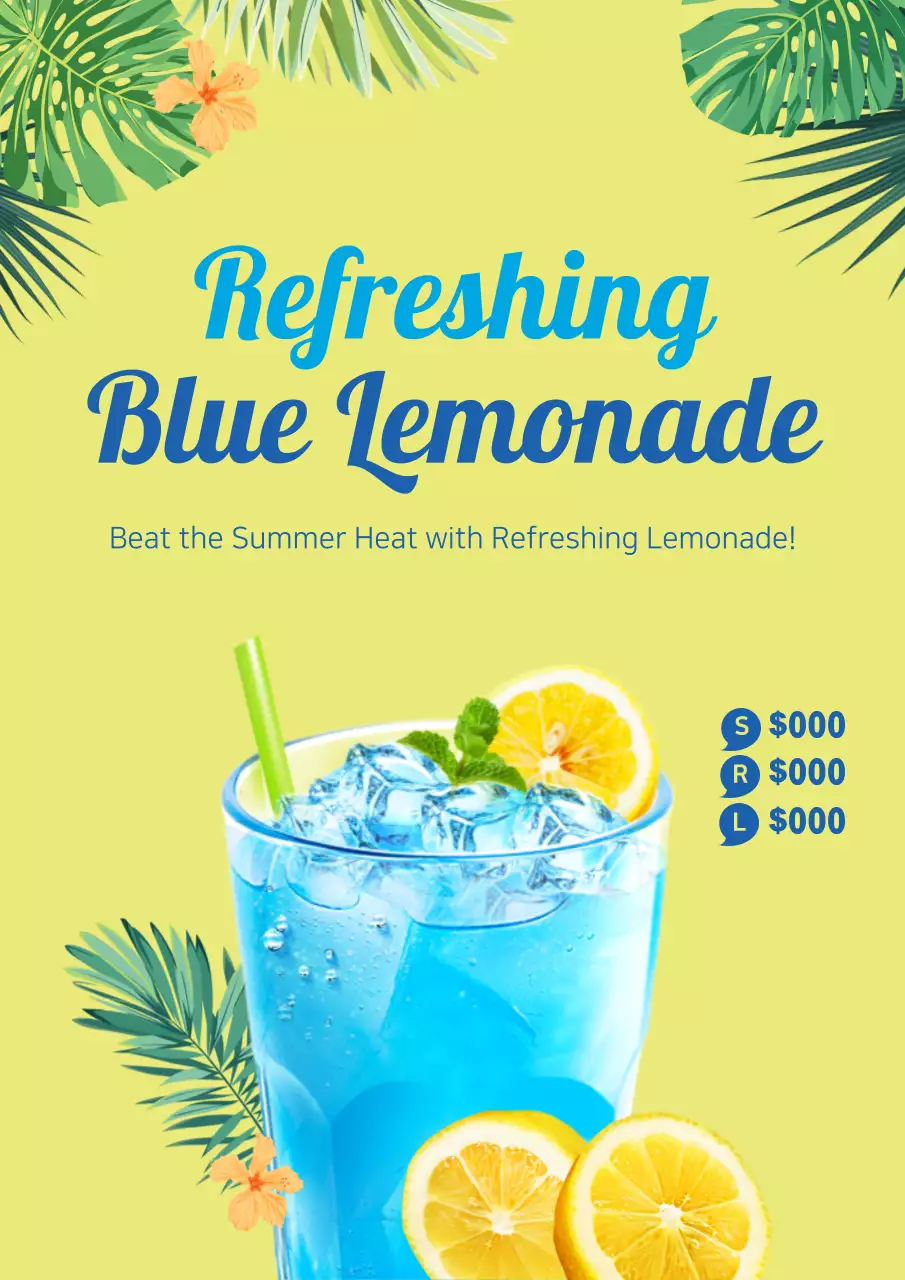 Blue Tropical Lemonade Promotion Poster