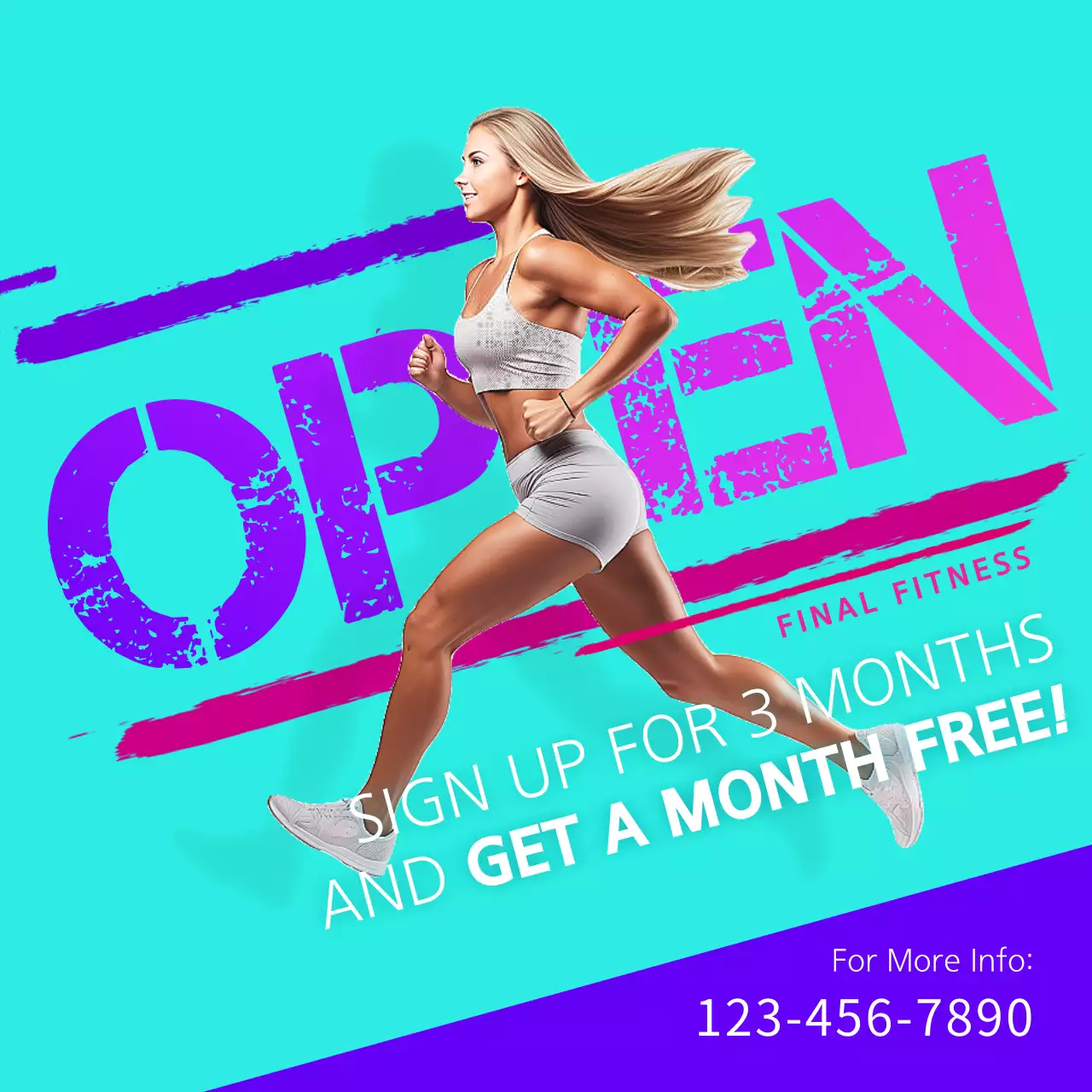 Teal Trendy Fitness Promotion Instagram Post