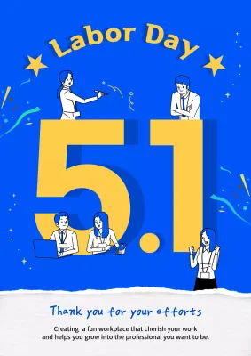 Blue Modern Labor Day Announcement Poster