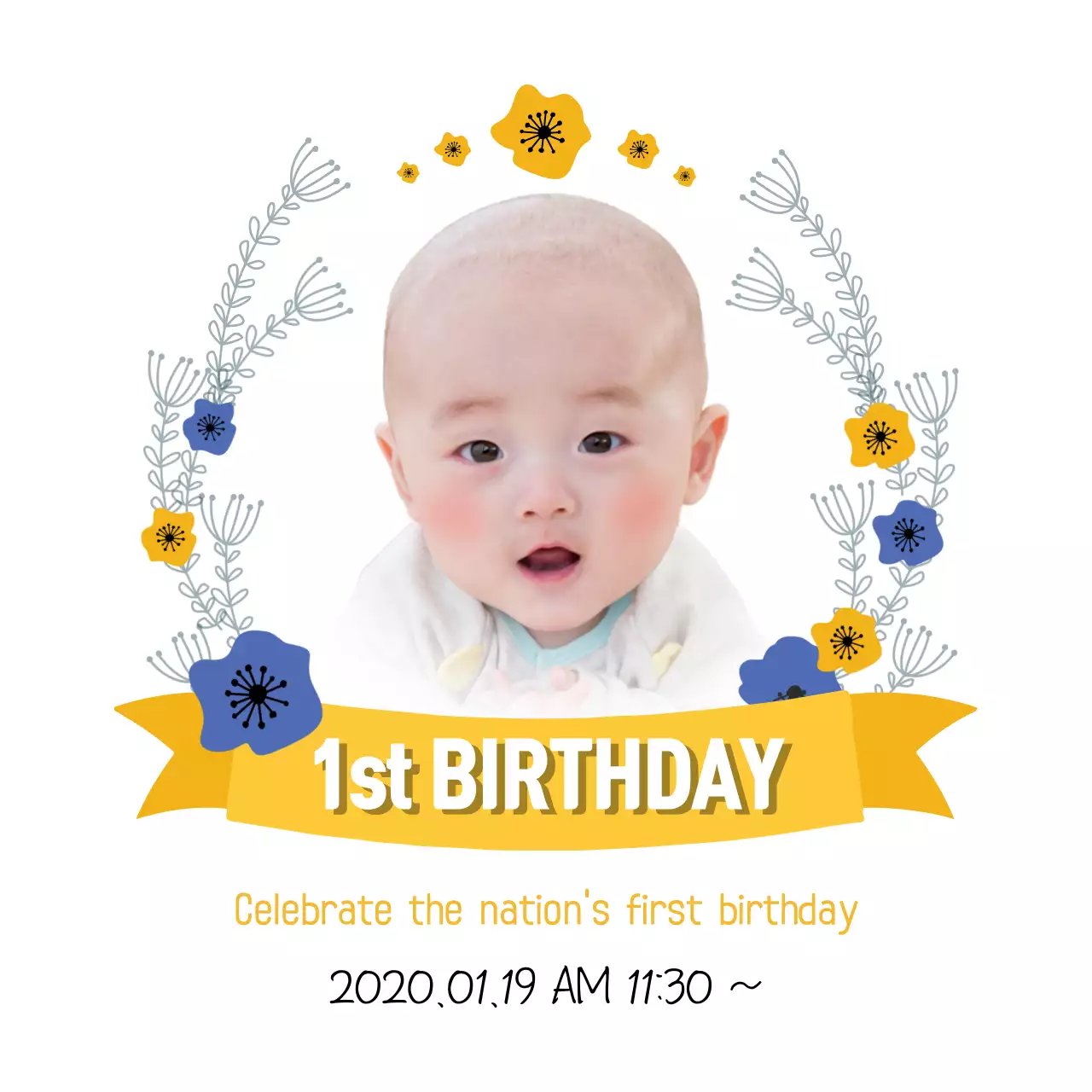 Biểu ngữ mời sinh nhật đơn giản màu vàng