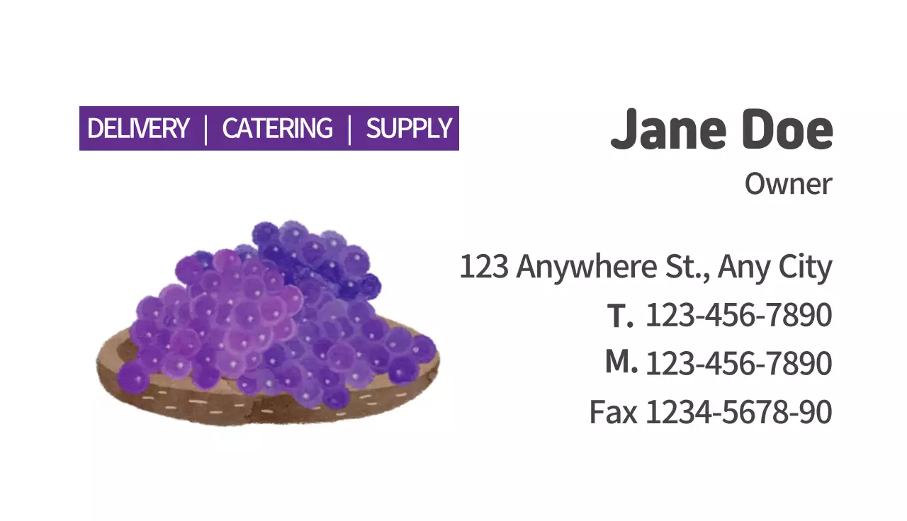 Purple Rustic Grape Promotion Business Card