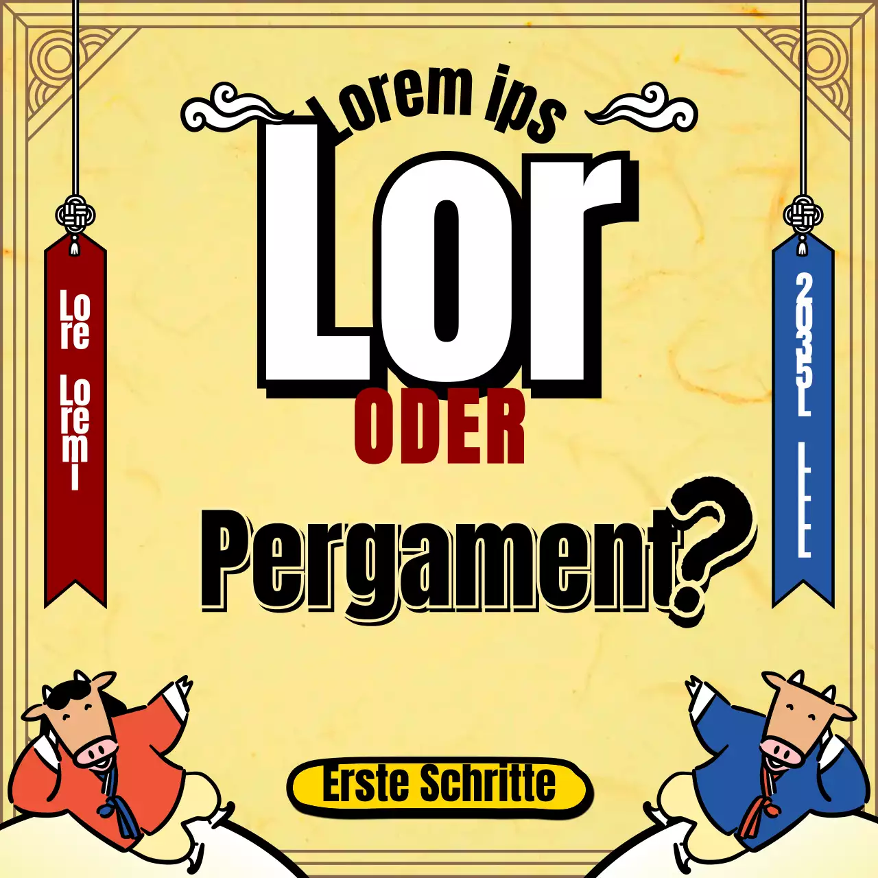 Neujahrs-Wahrsagerei mit der traditionellen gelben Kuh-Illustration