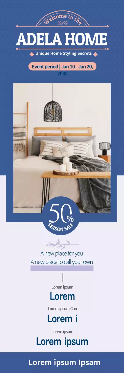 Banner de promoção de casa moderna azul