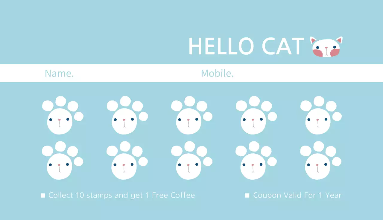 Blue Minimal Cat Business Card