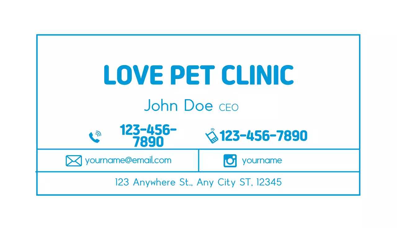 Blue Simple Pet Advertisement Business Card