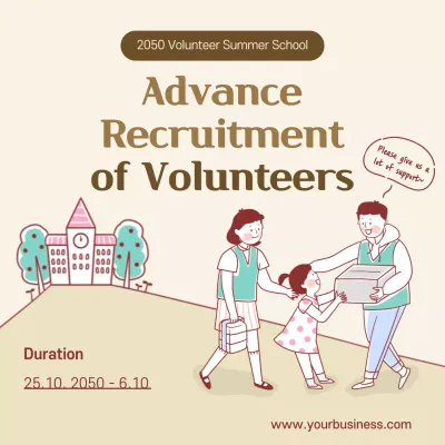 Beige Minimal Volunteer Recruitment Notice Social Media Post