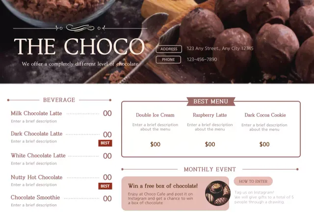 Poster Menu Cokelat Elegan Coklat