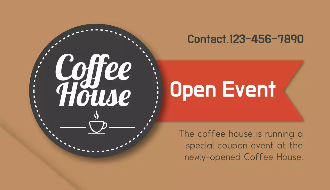 Beige Modern Coffee Promotion Business Card