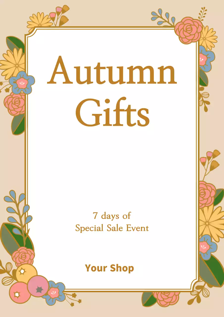 Beige Floral Gifts Promotion Poster