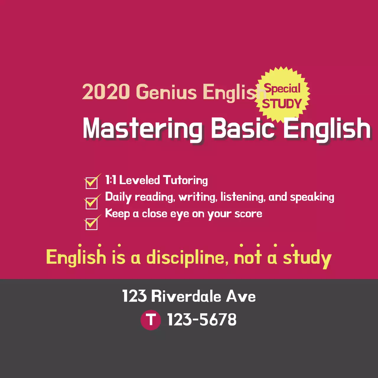 Spanduk Promosi Bahasa Inggris Profesional Merah