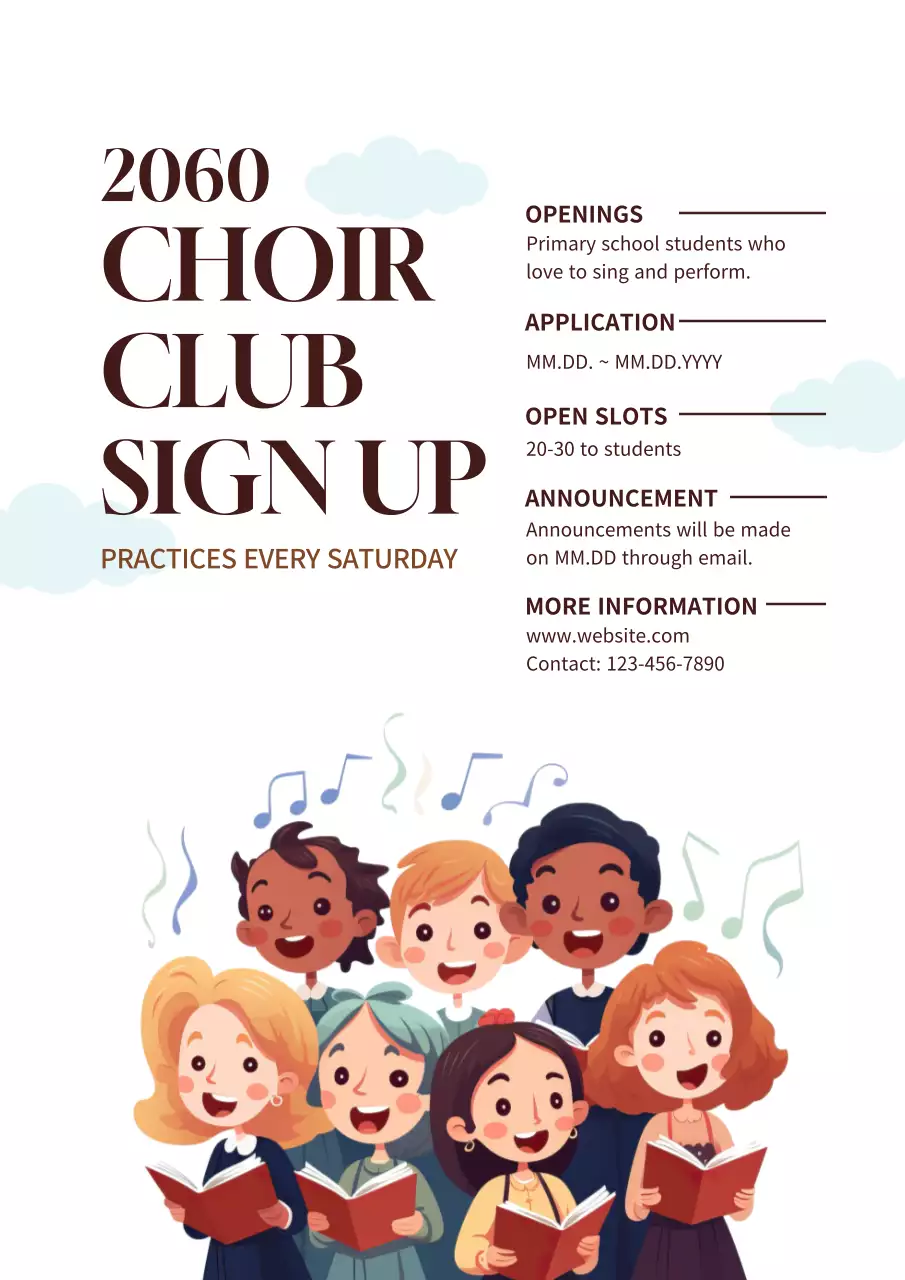Brown Modern Choir Sign-Up Invitation Poster