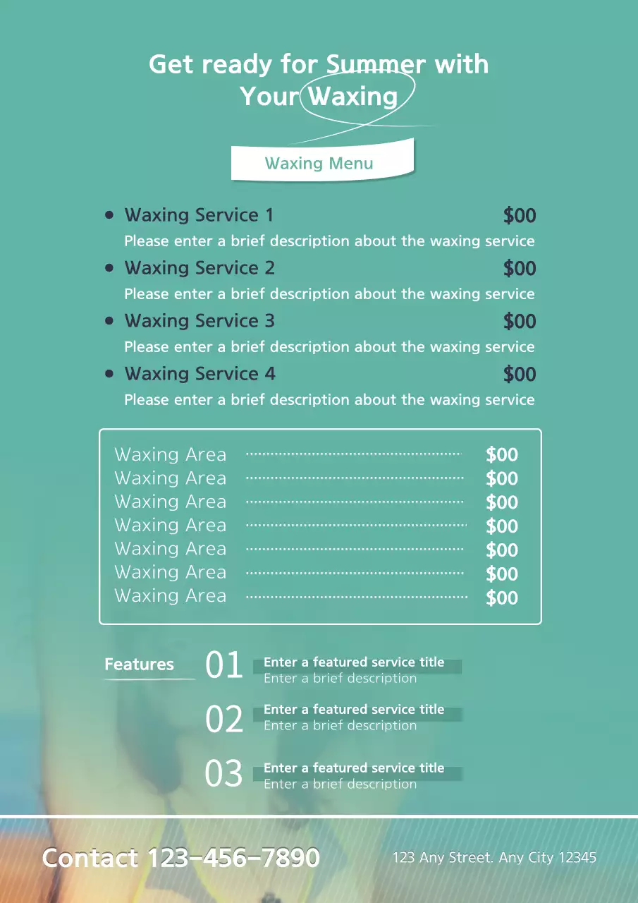 Mint Modern Waxing Menu Poster