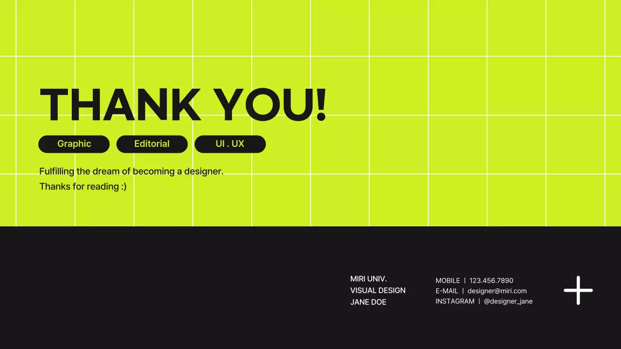 Portofolio desainer konsep grid dalam warna hijau limau dan hitam