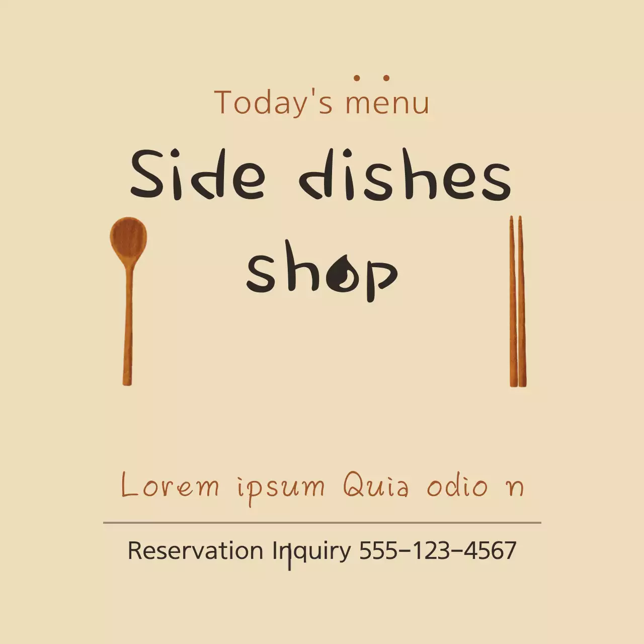 Biểu ngữ thông báo thực đơn tối giản màu be