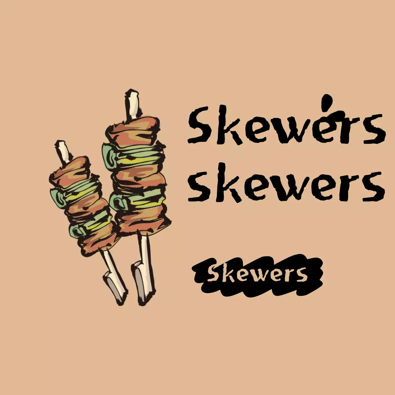 Biểu ngữ thực đơn xiên nướng retro màu be