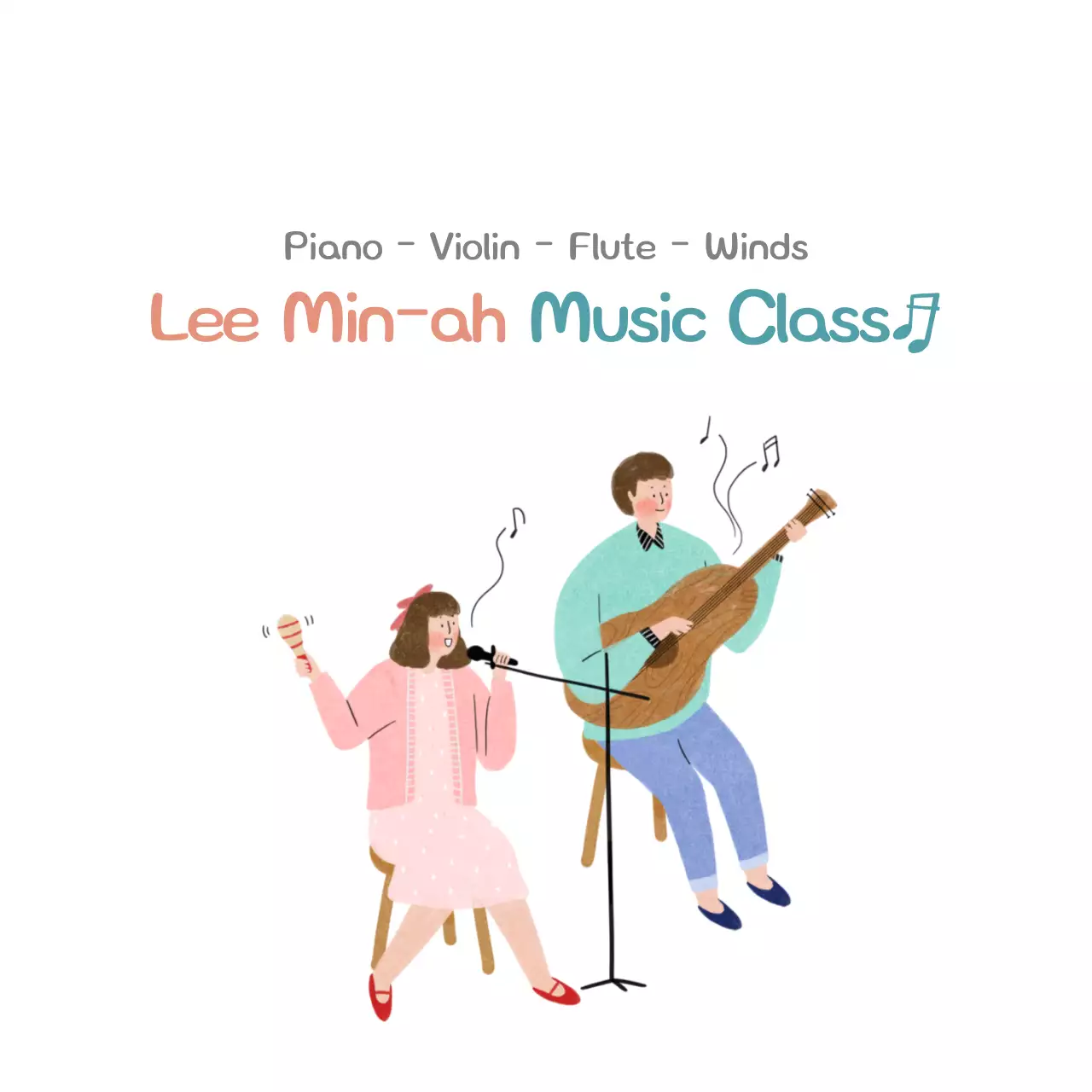 Spanduk Kelas Musik Sederhana Putih