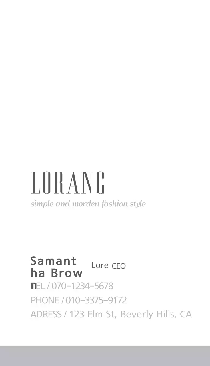 Cartão de visita de moda minimalista branco