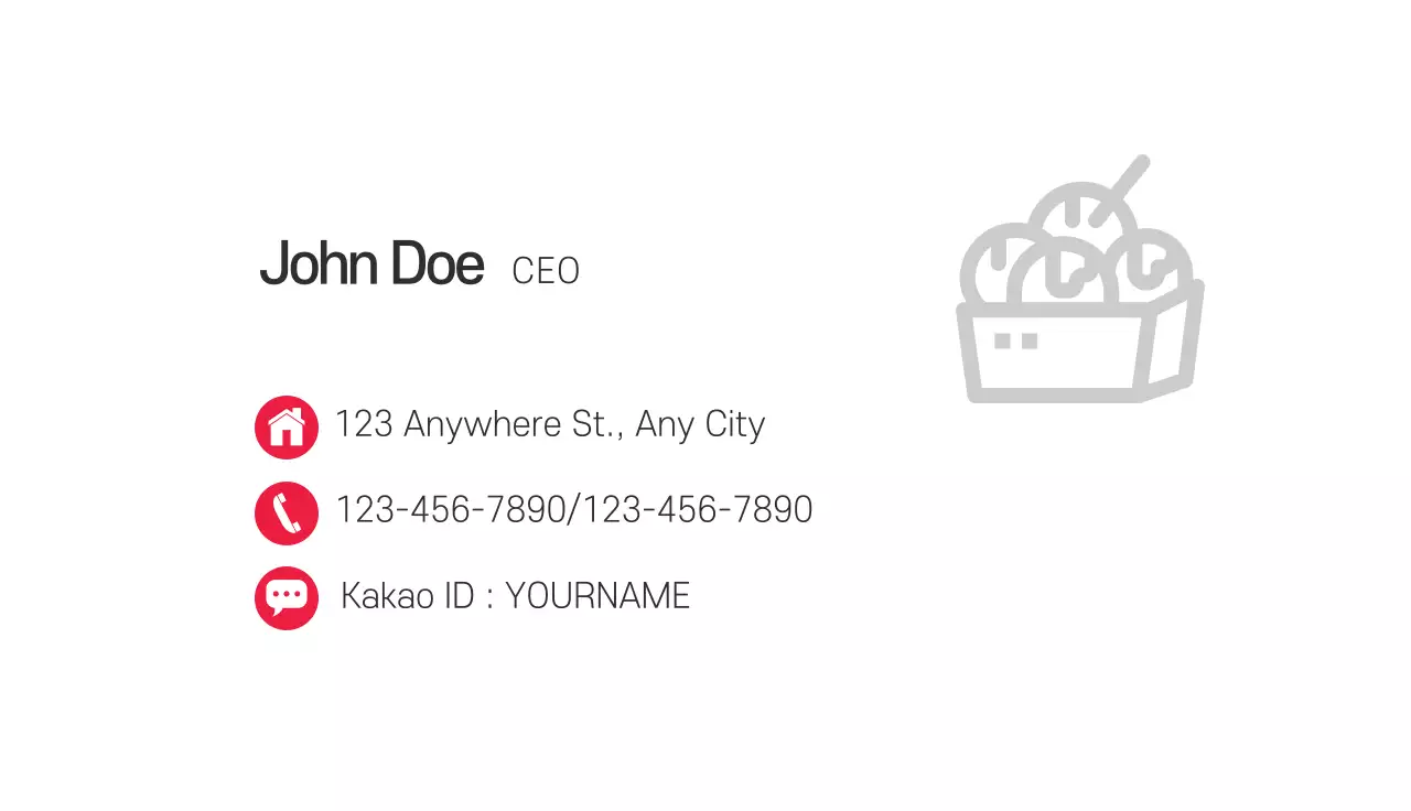 Red Minimal Food Business Card