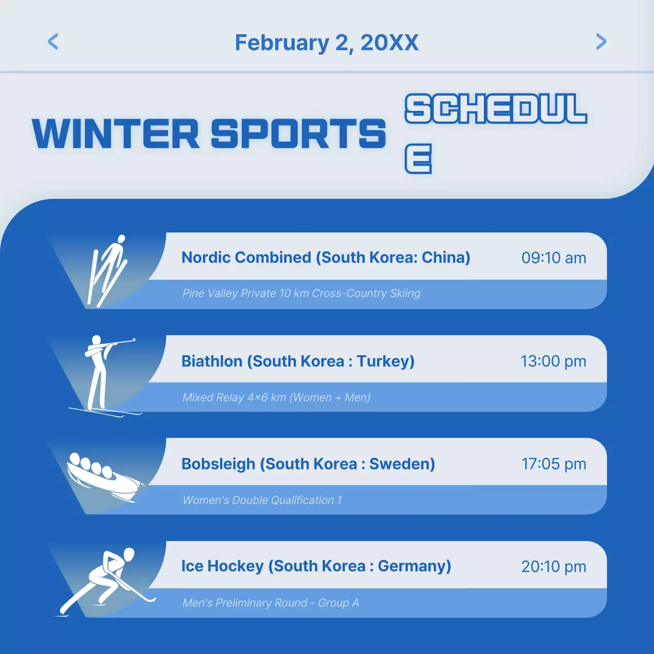 Blue Modern Sports Schedule Social Media Post