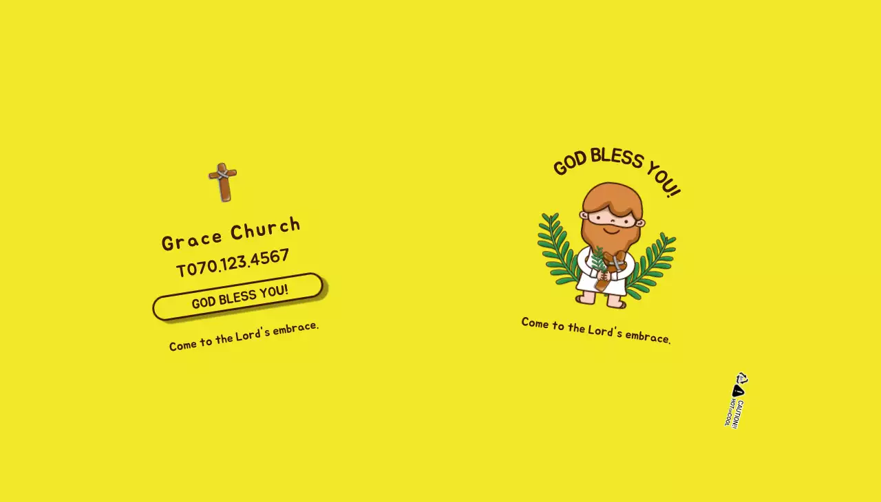 Yellow character illustration church