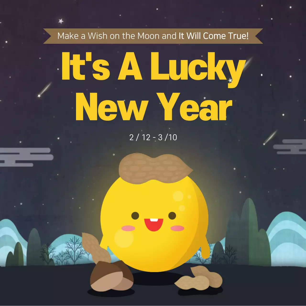 Yellow Cute New Year Announcement Social Media Post