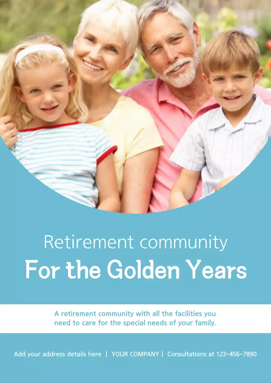 Blue Simple Retirement Promotion Poster