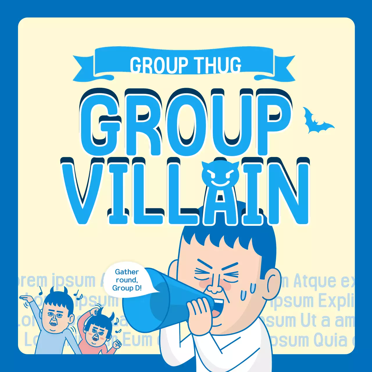 blue illustration college group assignment funny chit chat