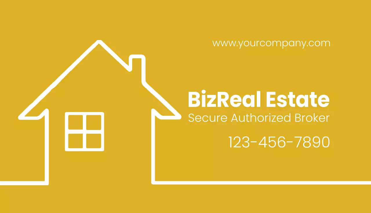 Yellow Minimal Real Estate Business Card