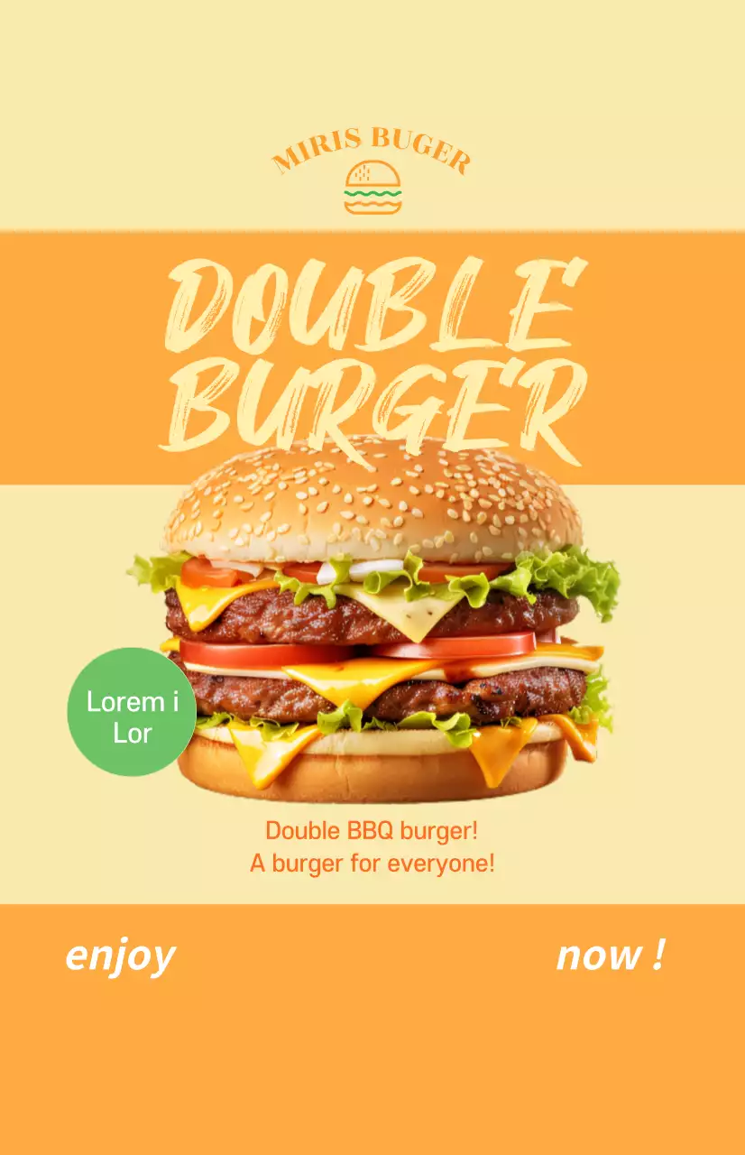 Menu launch window flag with text in a coarse font over an orange square