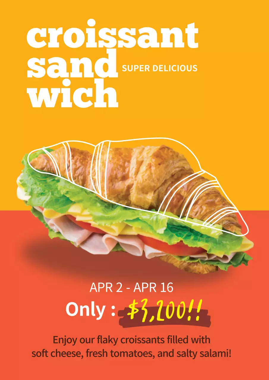 Orange Trendy Sandwich Promotion Poster