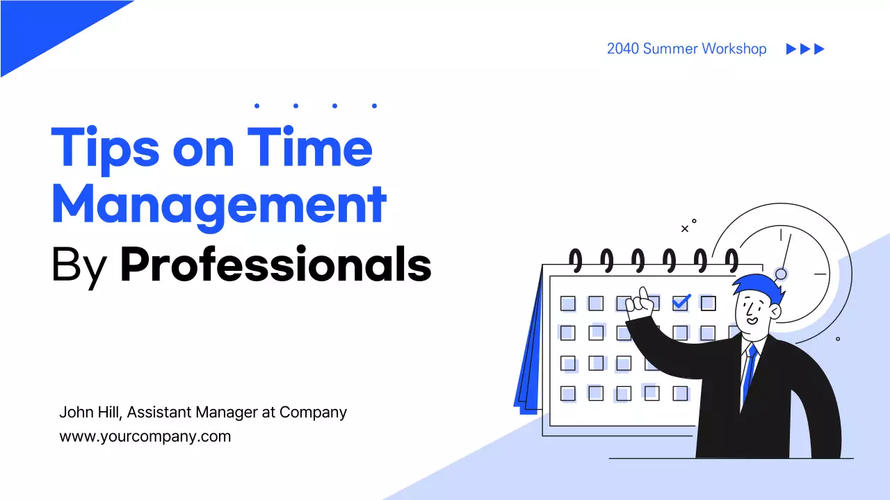 Blue Modern Time Management Guide Presentation